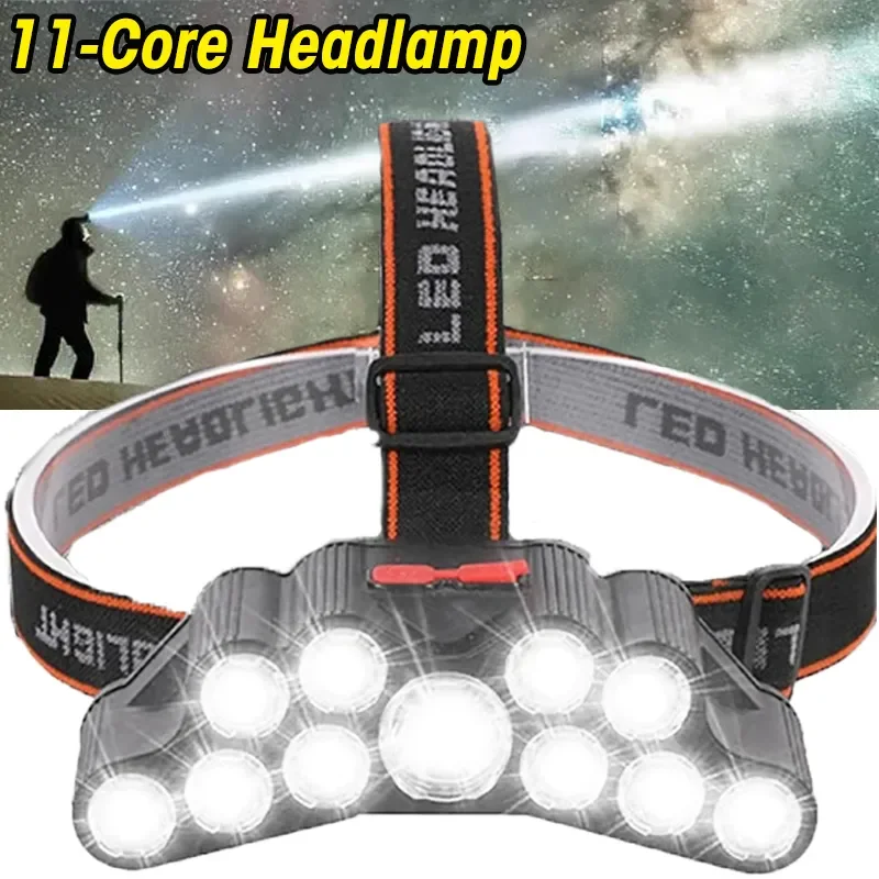 Powerful 11LED Headlight USB Rechargeable Headlamp Fishing Head Flashlight Waterproof Hunting Camping Outdoor Run Hiking Light