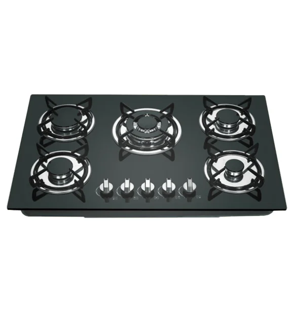 

Home kitchen appliance 5 burner built in NG gas stove cooker with flameout protection glass top gas cooktop