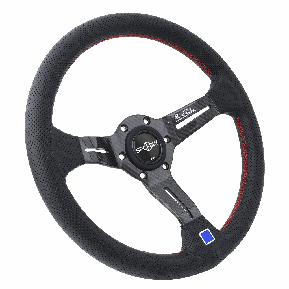Spceddy Steering Wheel Carbon Fiber 13inch 330mm Car Race Sports Steering Wheel Perforated Leather N251218