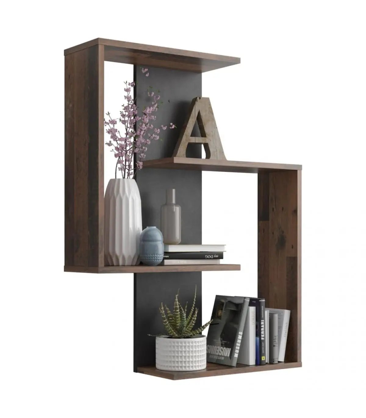 FMD shelves and shelving wall shelf inverted color dark matera old style