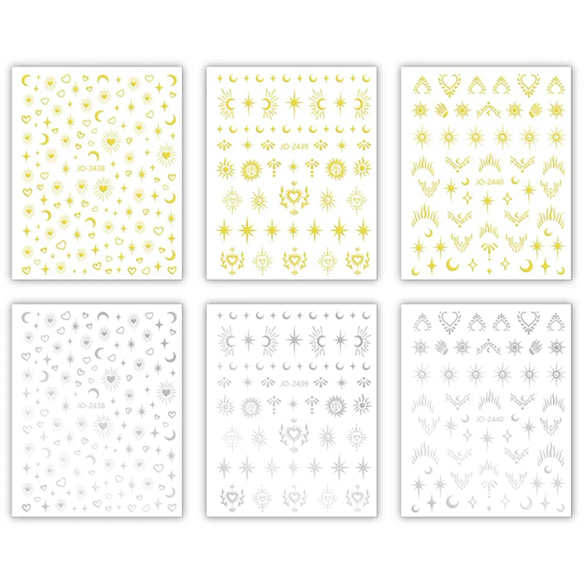 Boheemse Thema Nail Art Stickers Hot Stamping Star Moon Patroon en Hartvorm Ontwerp Nageldecoratie Decals