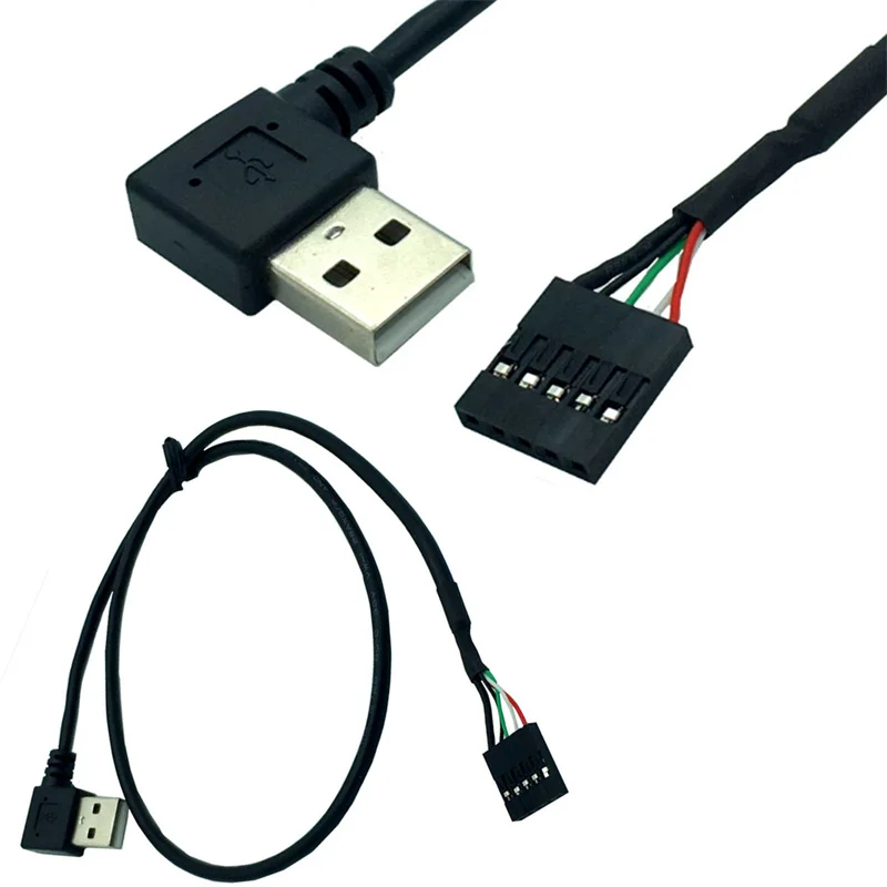 

USB2.0 Angled 90 Degree Left Right Male to 1x 5Pin Female 2.54 USB Header PCB Motherboard Cable 0.5m