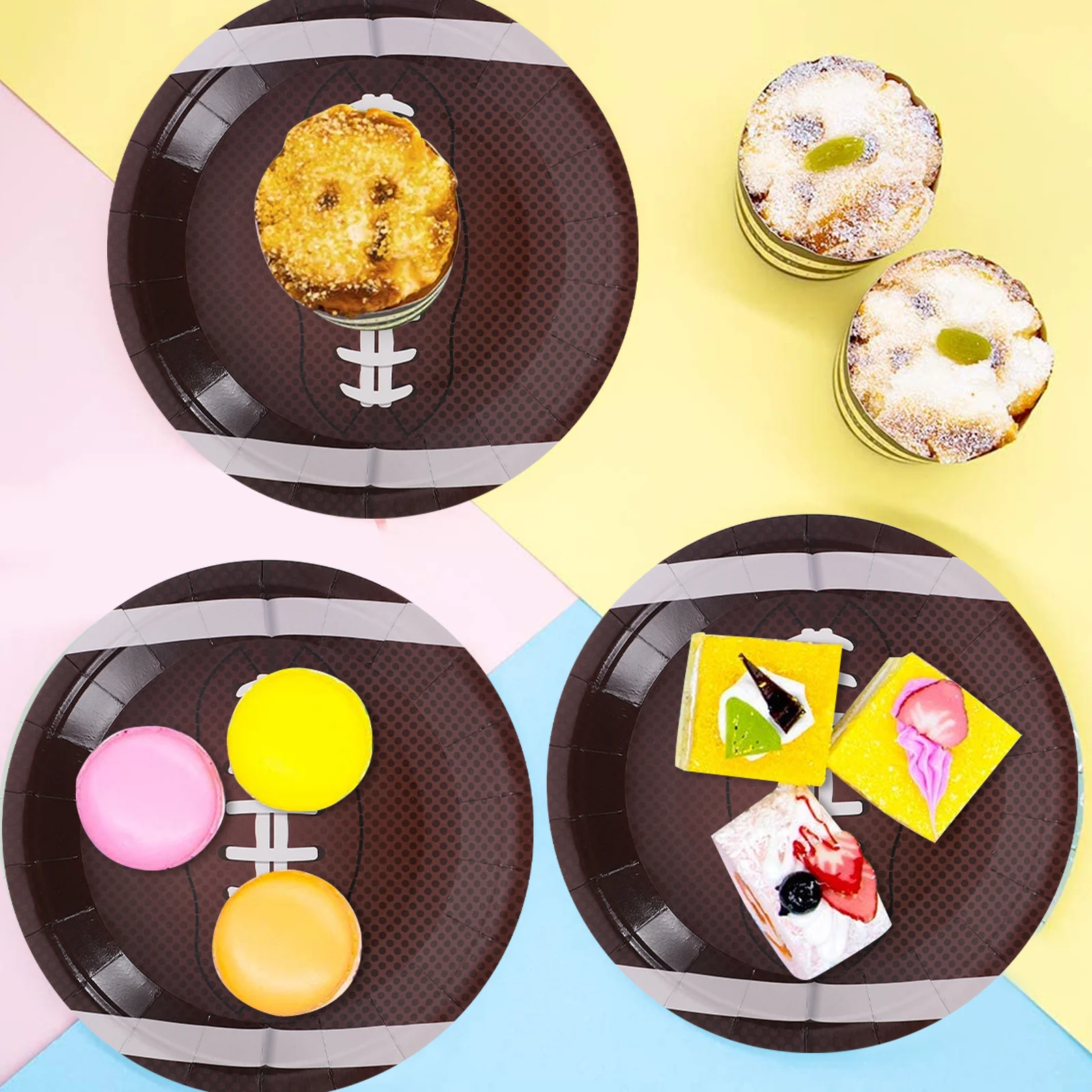 

1Set Rugby Paper Plates Napkins Cups Party Tableware Rugby Themed Disposable Dinnerware Sports Birthday Party Supplies