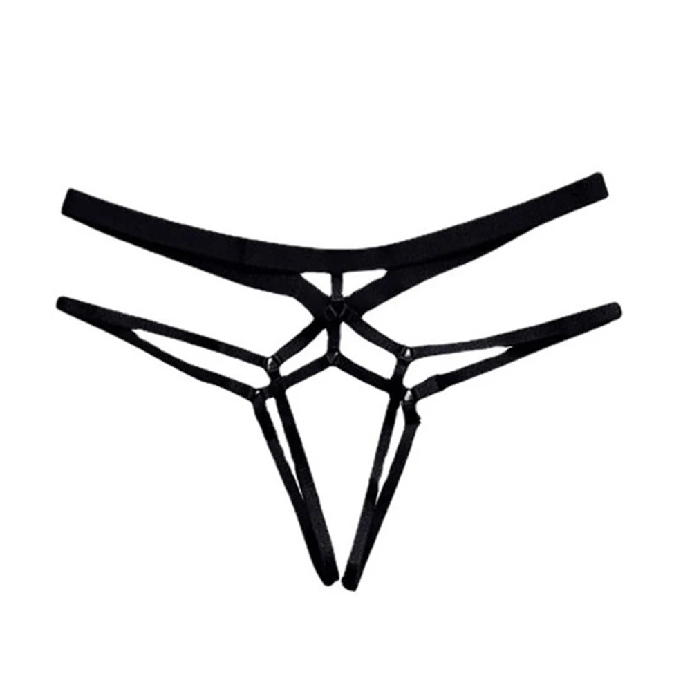 Tanga Sexy ahuecado para mujer, correas elásticas sin entrepierna, tiro bajo, Simple, sólido, erótico, entrepierna abierta, bragas, lencería sin costuras