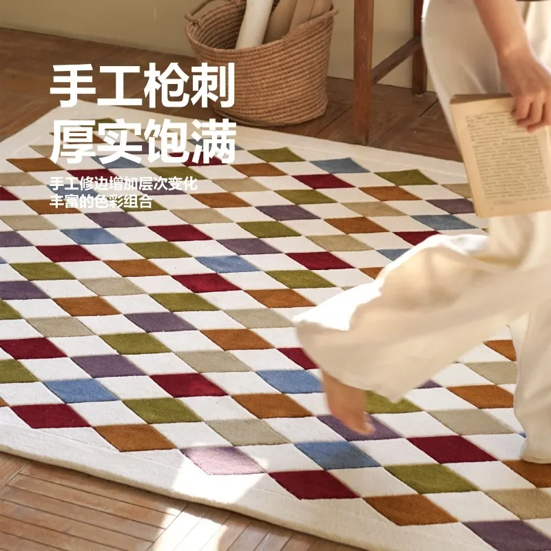 Handmade carpet bedroom living room high sense contrasting color design coffee table sofa
