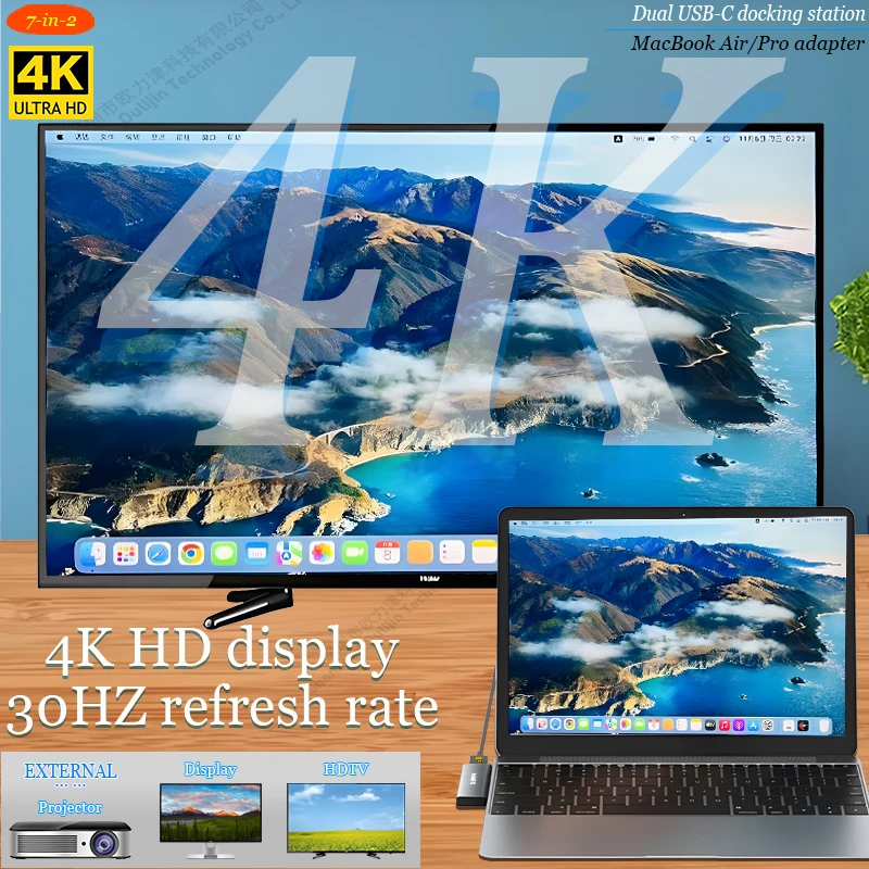 Thunderbolt 3 Dual USB-C Docking Station para Apple MacBook Air/Pro Adaptador MacBook HUB USB SD TF HDMI