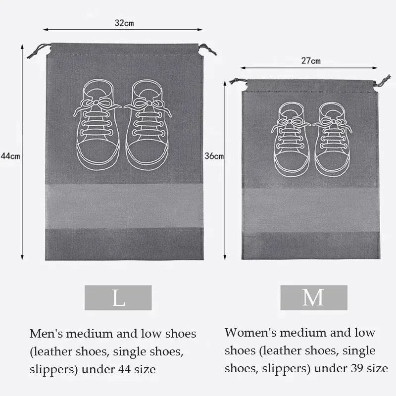 10pcs Shoes Storage Organizer Bags Non-woven Travel Portable Closet Bag Waterproof Pocket Clothing Tranparent Hanging Bag view 6