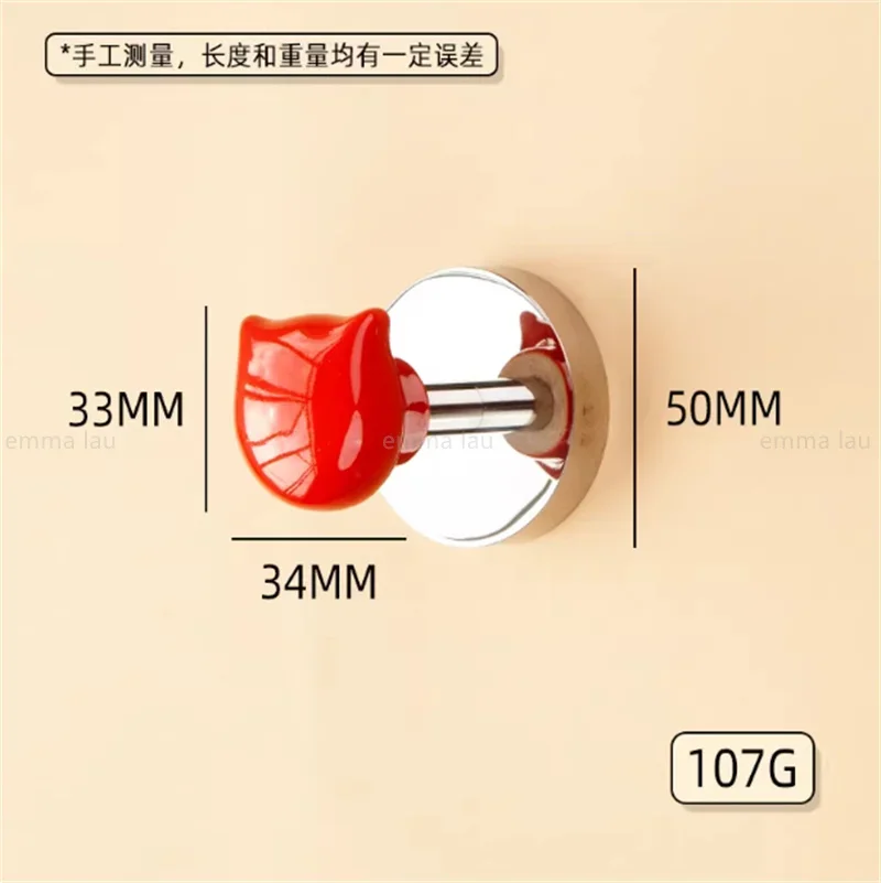 パンチ-ノーパンチセラミック製猫型壁掛け収納フック、タオルフック、浴室用衣類コートハンガー、子供部屋のドアフック