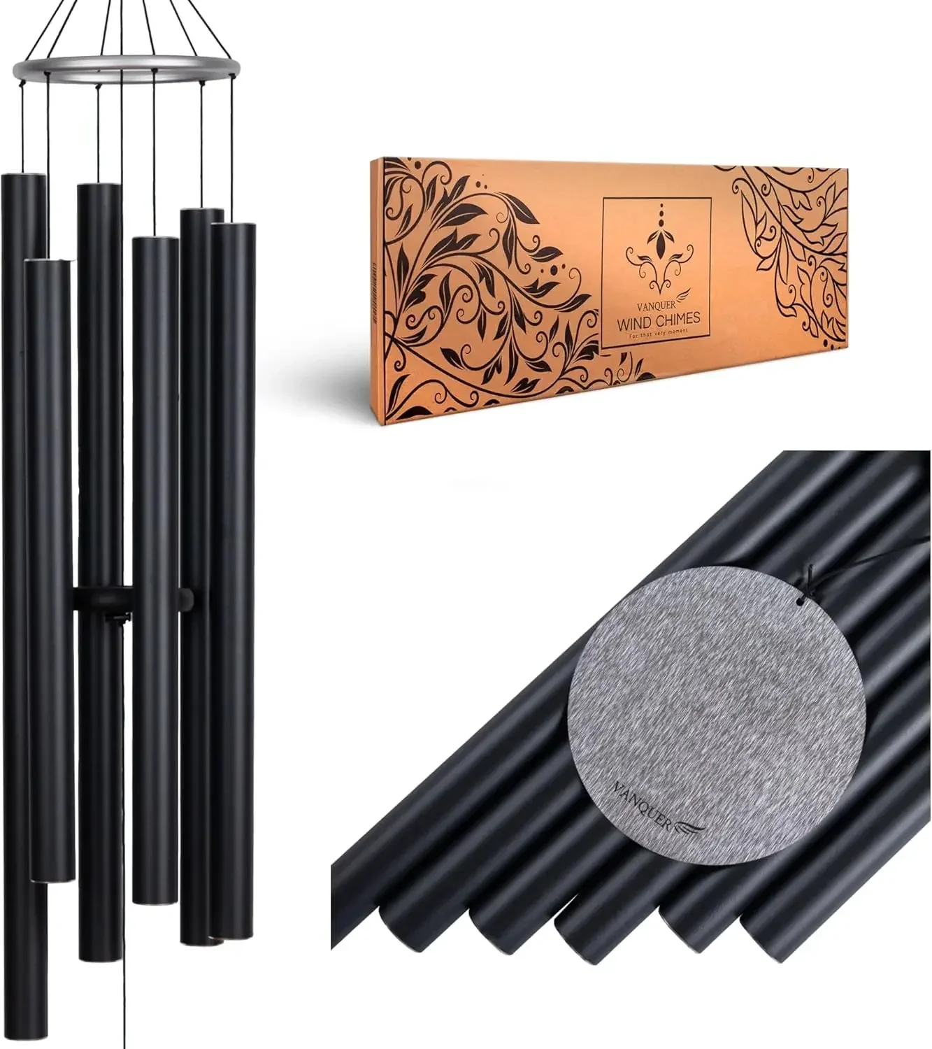 

Очень большие уличные ветряные колокольчики с глубоким звучанием - 58-дюймовые ветряные колокольчики для улицы, глубокий звук, ветряные колокольчики для улицы, Memor