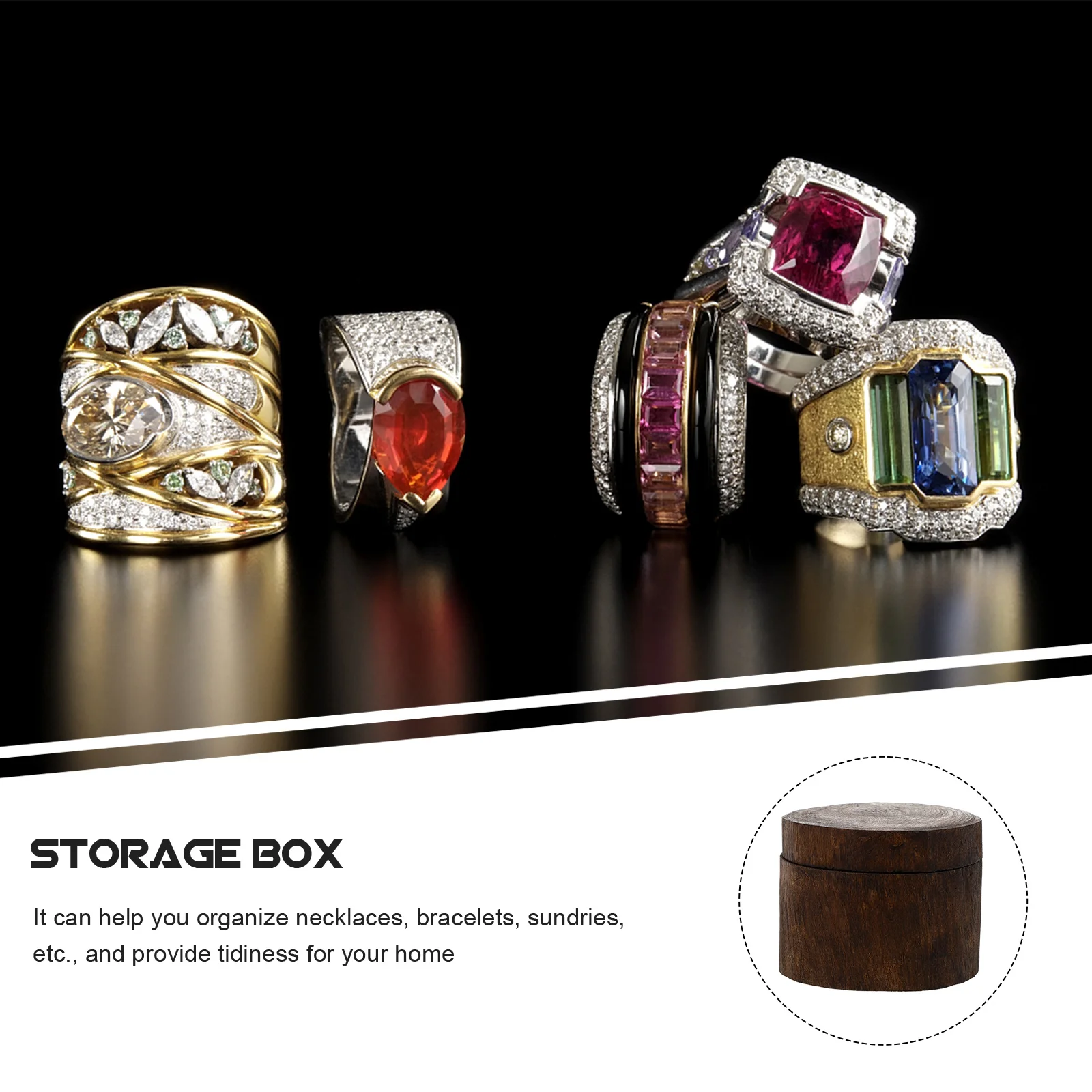 1Pcs Retro Round Jewelry Box Solid Wood Craft Container for Bracelets Rings Earrings Home Use Southeast Asian Box