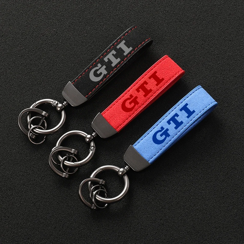 High Grade Suede Leather Car Keychain GTI Car Styling Key Ring For Golf 4 5 6 7 8 MK4 MK5 MK6 MK7 MK8 GTI Car Accessories