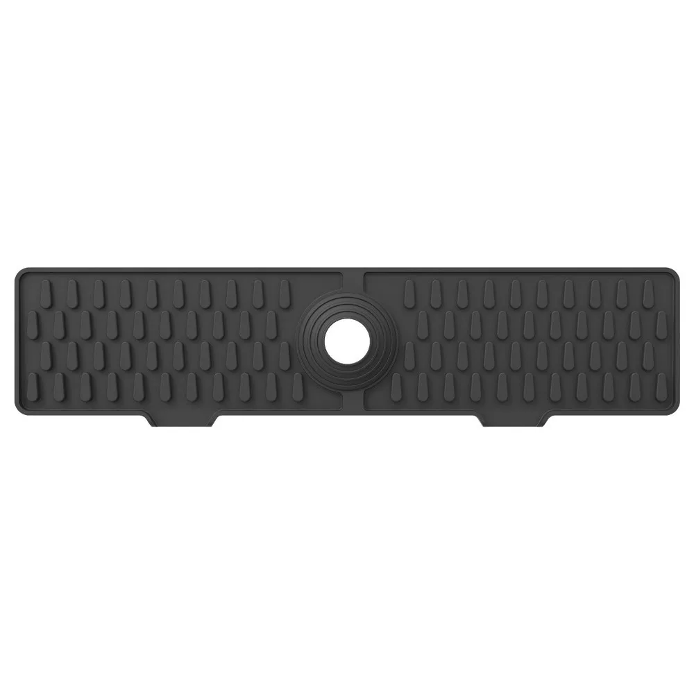 Non-Slip Silicone Faucet Mat Double Buckle Durable Water Drip Catcher Tray Heat Resistant Waterproof Splash Guard Mat