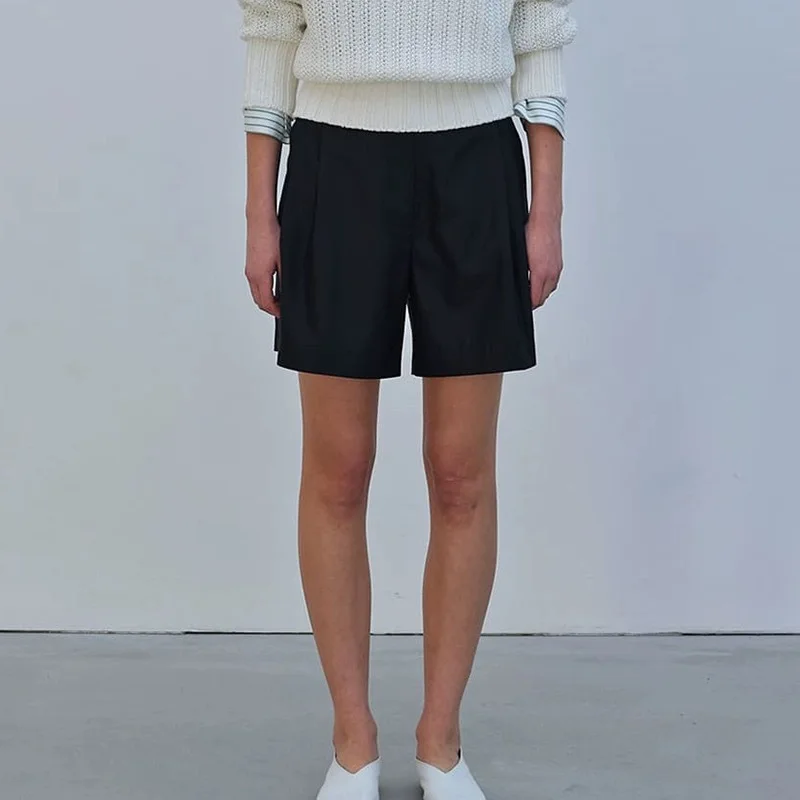 Dave&di Women's 2025 Spring/summer New Korean Shorts Short Elastic Casual Pants Wide Legs Pants