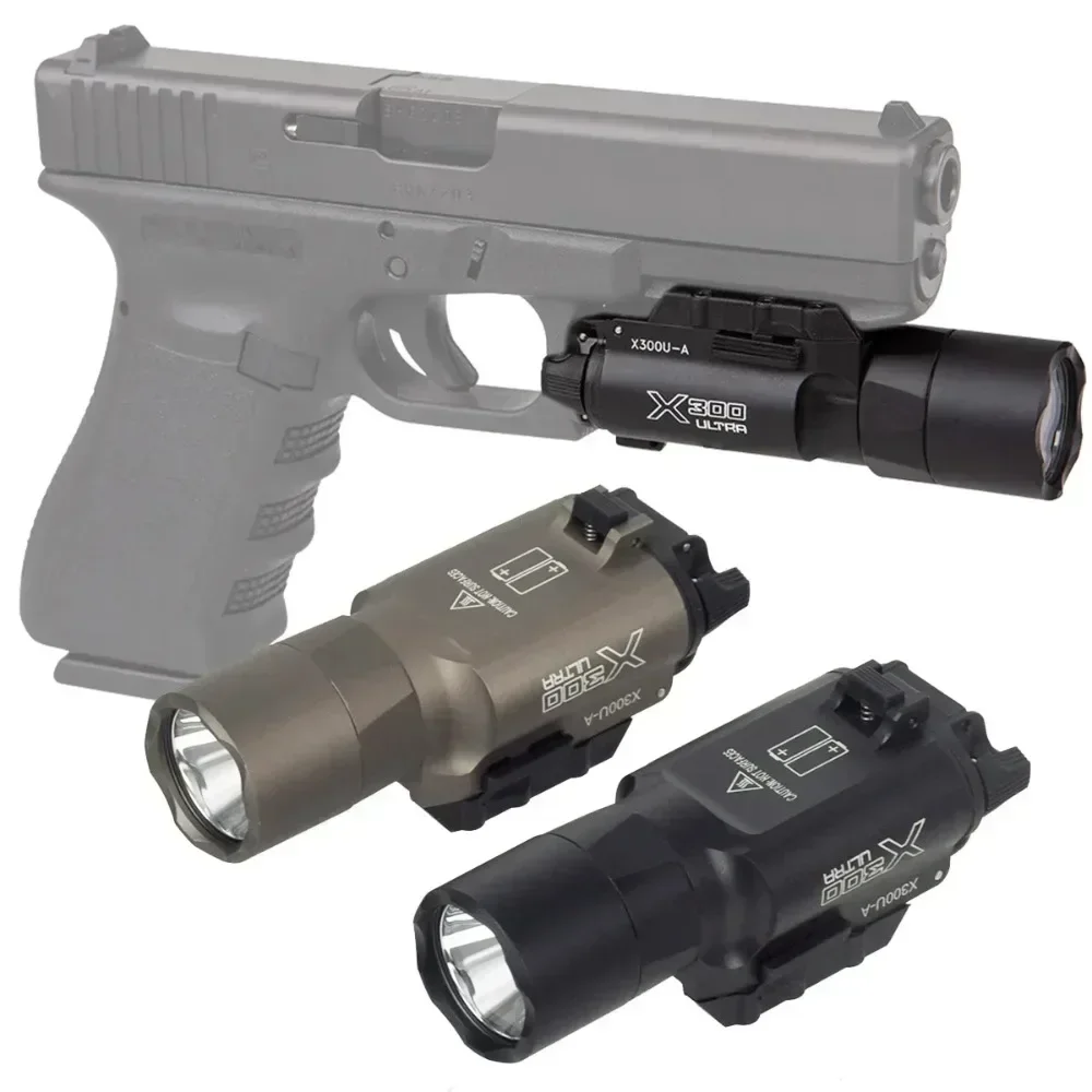 Tactical Surefir X300U Tactical Flashlight Metal Pistol Scout Light Airsoft Weapon Gun Light Hunting Accessories Fit 20MM Rail image 4
