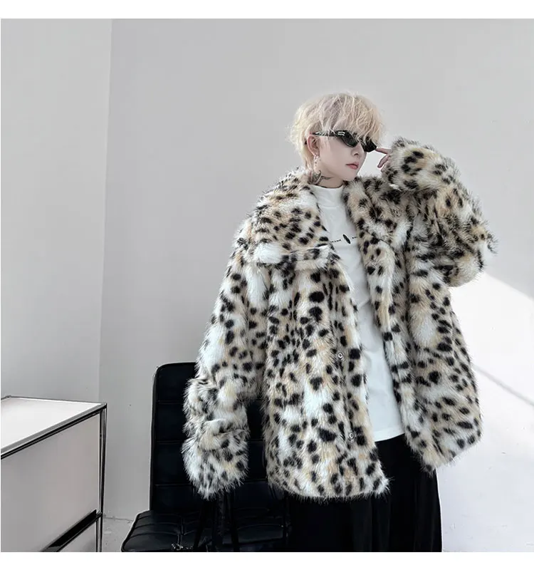 2024 herbst Winter Mode High Street Trendy Persönlichkeit Hübscher Leopard Print Pelz Baumwolle gefütterte Mantel Männer Frauen Faux Pelz mäntel