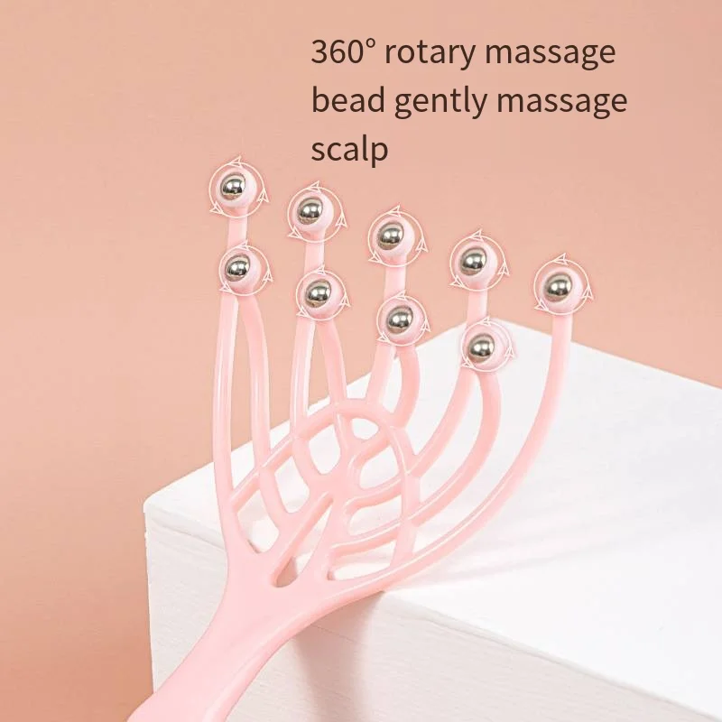 9 Claws Head Massger Streamlined Ball Body Relaxation Scalp Massage Roller for Hair Growth Hand Held Hair Stress Relief Aid