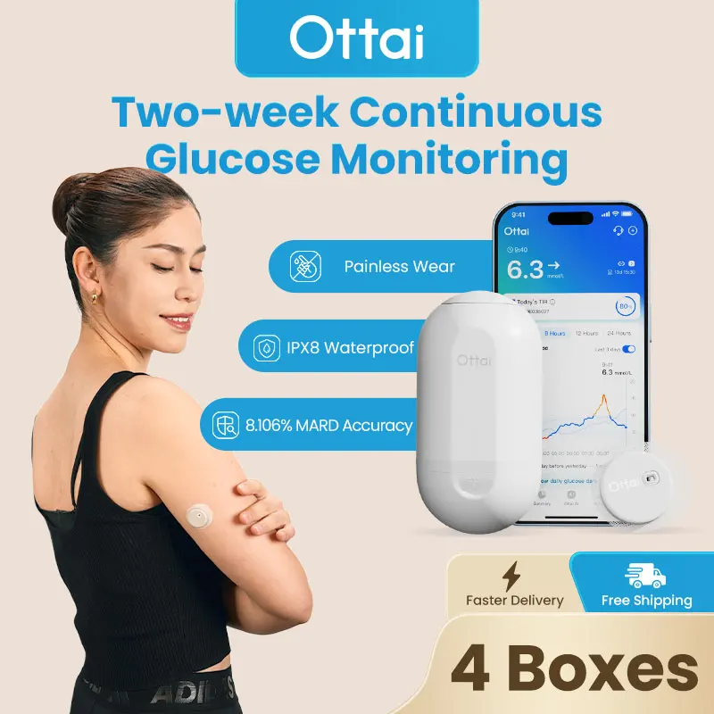 Ottai M8 CGM 4 juegos completos durante 56 días Monitor de glucosa continuo Sistema de monitoreo de glucosa en sangre sin pinchazos en los dedos