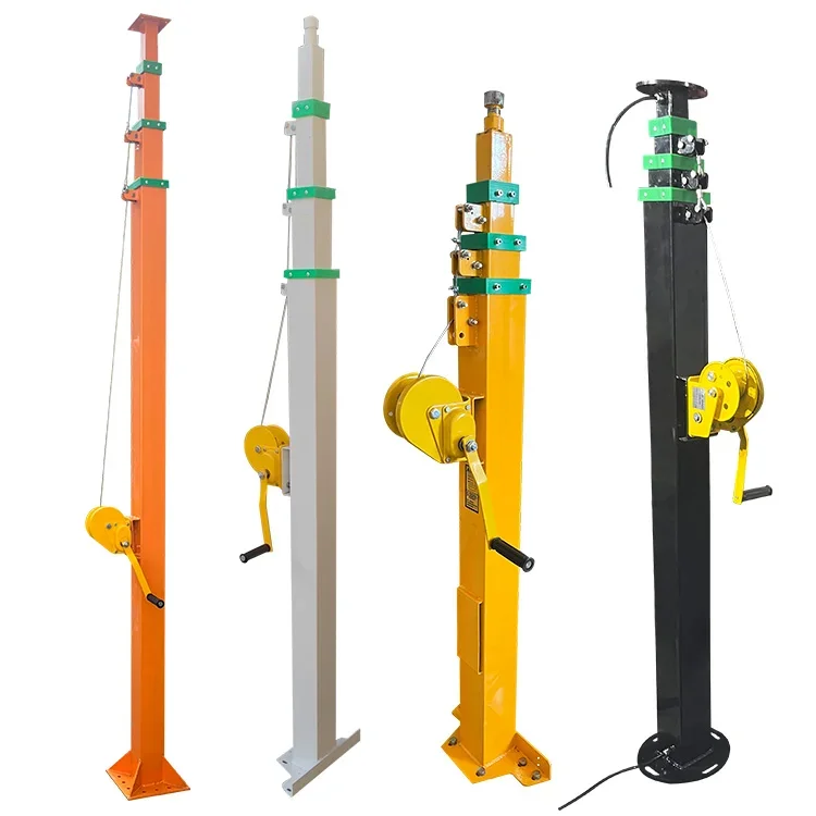 Hand crank lifting monitoring pole custom manual telescopic mechanical winch lifting mast 3/4/5/6/7/8/9 meters