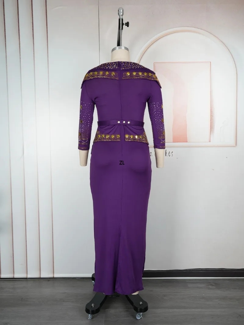 

Elegant African Dresses for Women with Diamonds Ankara Dashiki Turkey Kaftan Abaya Gown - Evening Wedding Party Clothing
