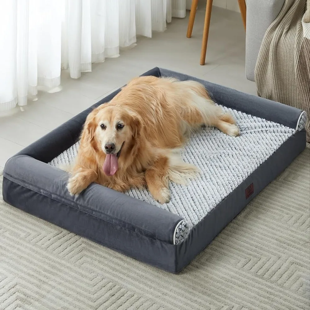 

Large Dog Bed With Removable Waterproof Cover Bed for Cats Orthopedic Sofa Dog Mattress Pillow Pet Accessories Kennel Plush Beds