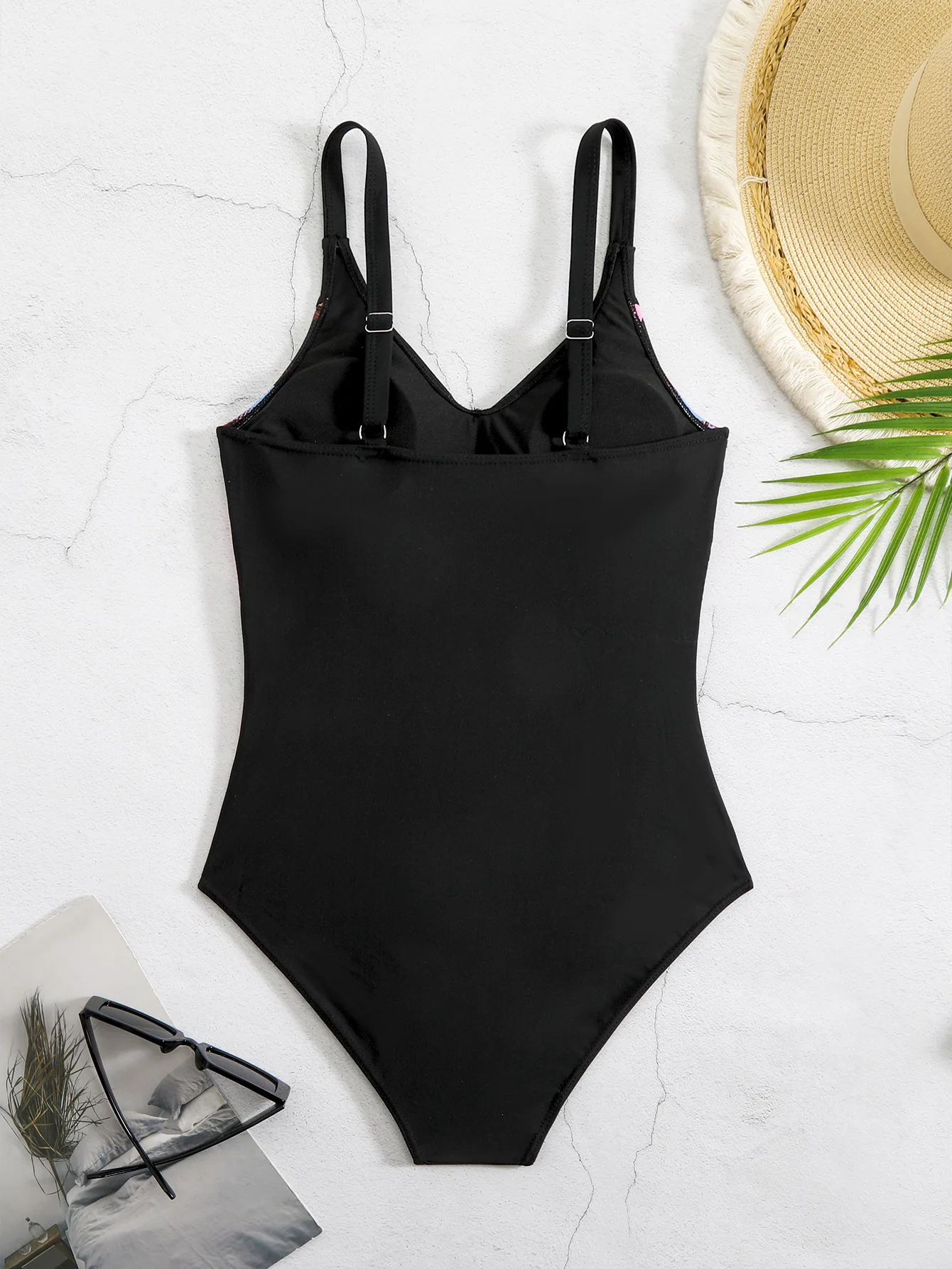 Maillot de bain une pièce rembourré doux, sans fil et extensible, coupe confortable, Monokini imprimé, col en V, body, Lingerie pour femmes, vêtements de plage