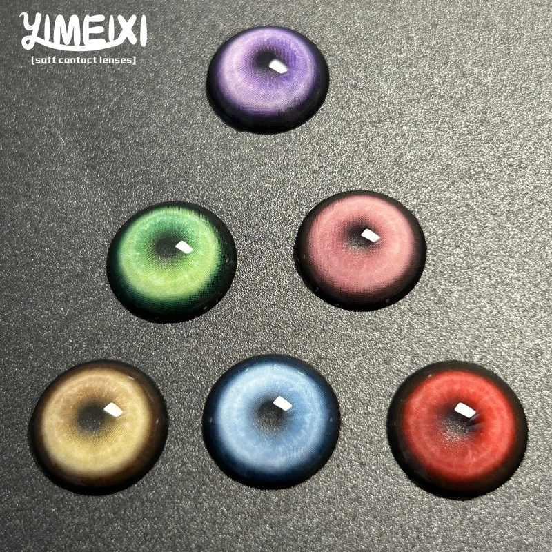 YIMEIXI gran oferta Helloween 1 par de lentes de contacto miopía alumnos con dioptrías azul maquillaje suave alumnos Cosplay anual lentes rosas