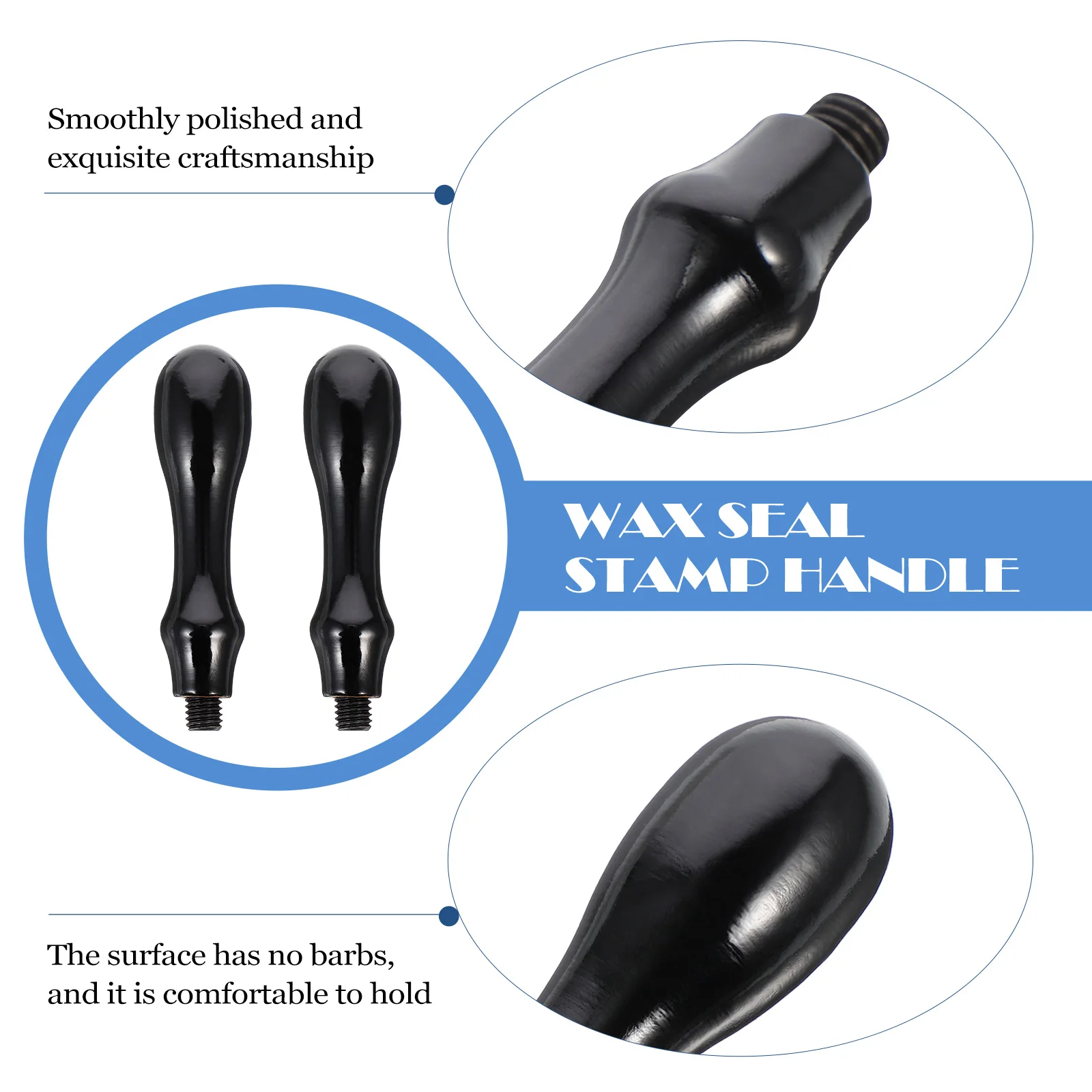 

2 Pcs Black Wooden Seal Invitation Stamp Handle Wax Envelope Replacement Handles