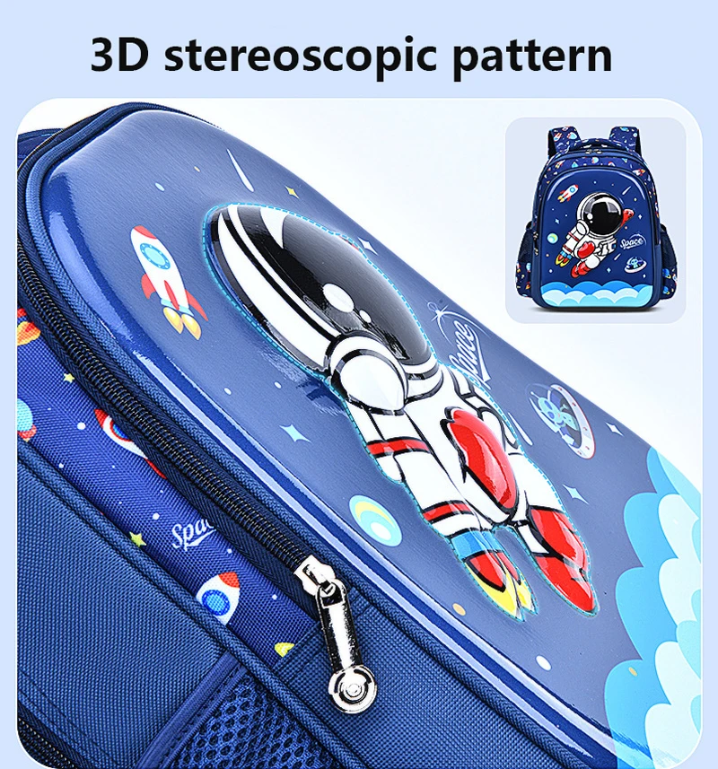 Children\'s Shoulder Bag Cartoon 3D Stereoscopic Astronaut Schoolbag Waterproof Kid Backpack Little Boy Dream Elementary School