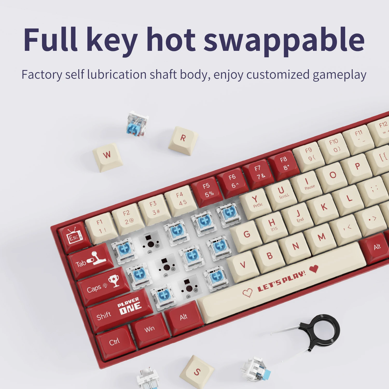 Ajazz ak680 65% teclado mecânico para jogos com fio troca quente mini teclado personalizado junta para pc laptop