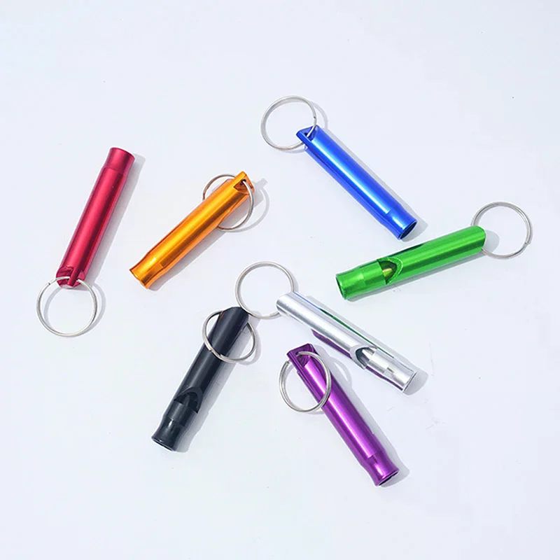 

Aluminum Whistle Keychain Metal Survival Whistle Outdoor Training Dog Training Colorful High Frequency Sound Wave Whistle