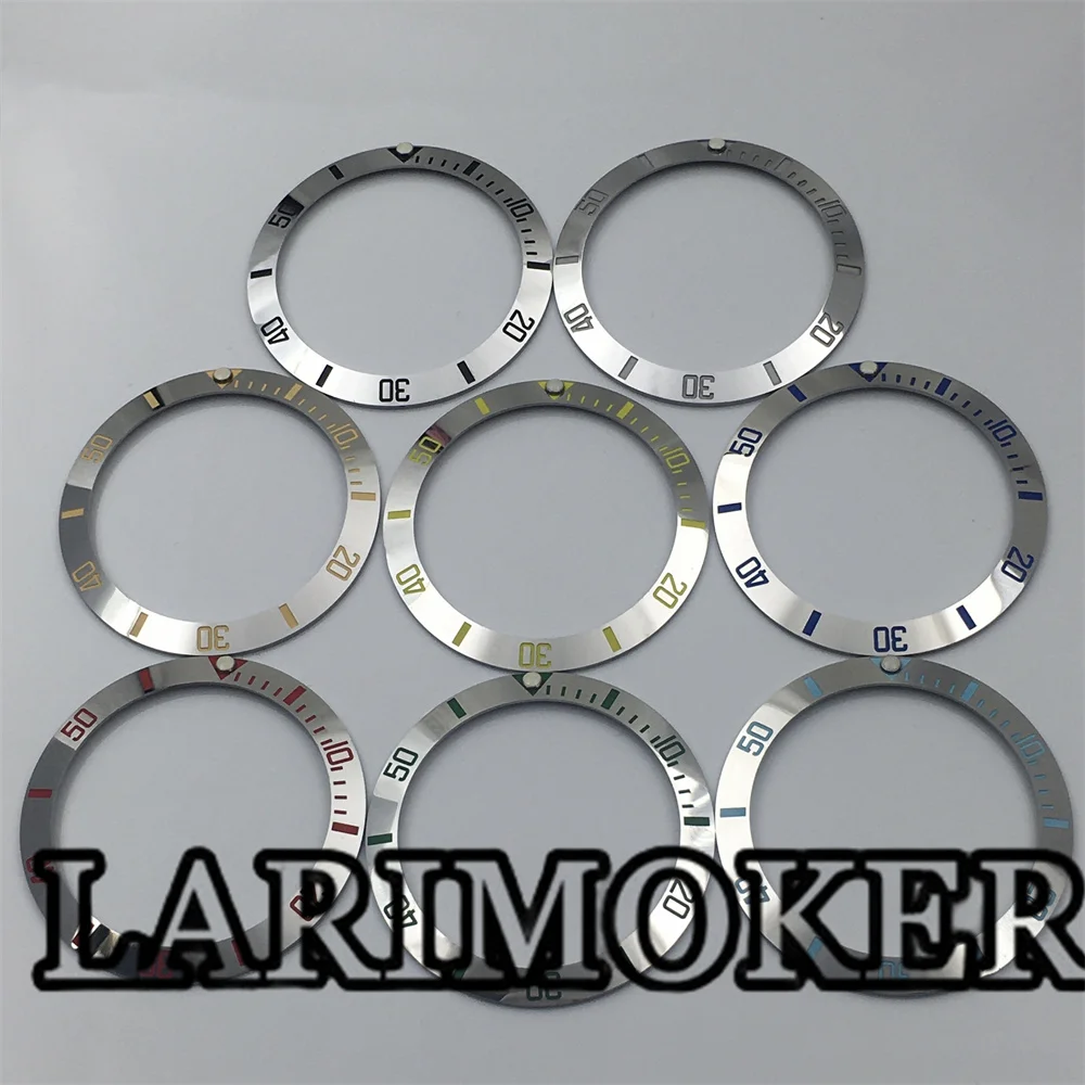 

LARIMOKER 38mm*31mm Aluminum Watch Bezel Silver With Red Blue Black Yellow Green Marks Fit 40mm Automatic Case Parts