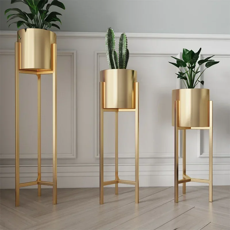 Nordic Light Luxury Gold Plant Stand, Creative Floor, Balcony Flower Rack, Eco-friendly, Durable, Living Room Shelf, Offer