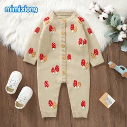 Newborn Baby Rompers Full Sleeve Button Up Infant Boys Girls Jumpsuits Clothes Autumn Winter Camel Toddler Unisex Playsuit 0-18m