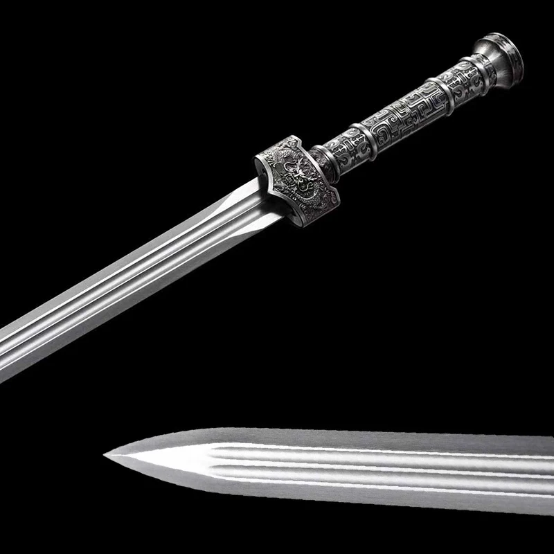 Spring Steel Han Jian - Handmade Octahedral Blade, High-Quality Wood Scabbard，Home Decoration, Present