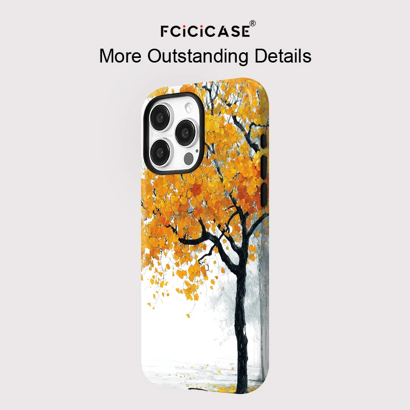 Fcicicase Tree Print Pattern Case For iPhone 16 15 Plus 14 13 12 Pro Max 11 2 in 1 Magnetic For Magsafe Wireless Charge Cover