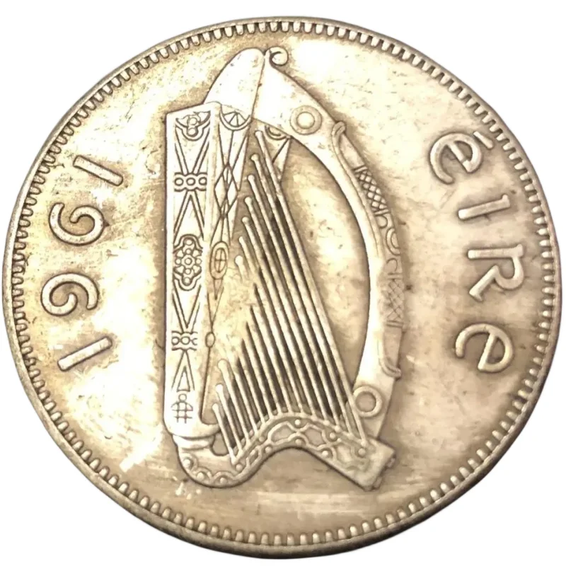

1961 Ireland 1/2 Coroin/ 2 Scilling 6 Pingin Silver Plated Copy Coin