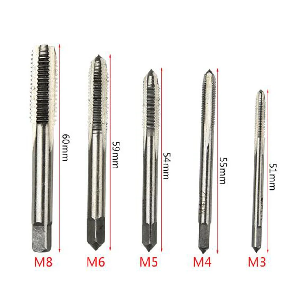 HSS Tap Set for M3 M5 M6 M8 Metric Threads Featuring Standard Pitch Dimensions for Consistent Threading Results