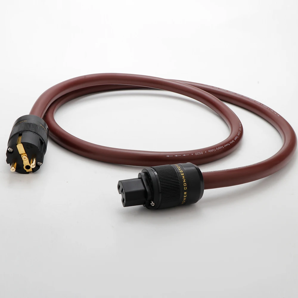 

High Quality Golden Reference HiFi Audio Power Cable with Gold Plated US/EU Version Power Plug C15 C7 20A for Amplifier