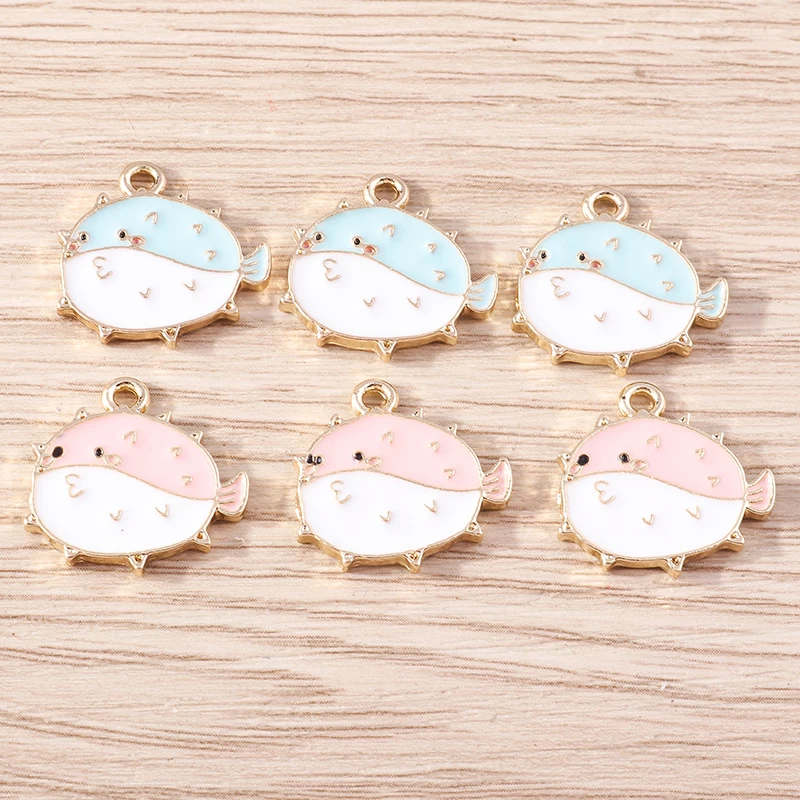 10pcs 17x17mm Cartoon Enamel Ocean Fish Charms Pendants for Jewelry Making Earrings Necklaces Bracelet DIY Crafts Accessories