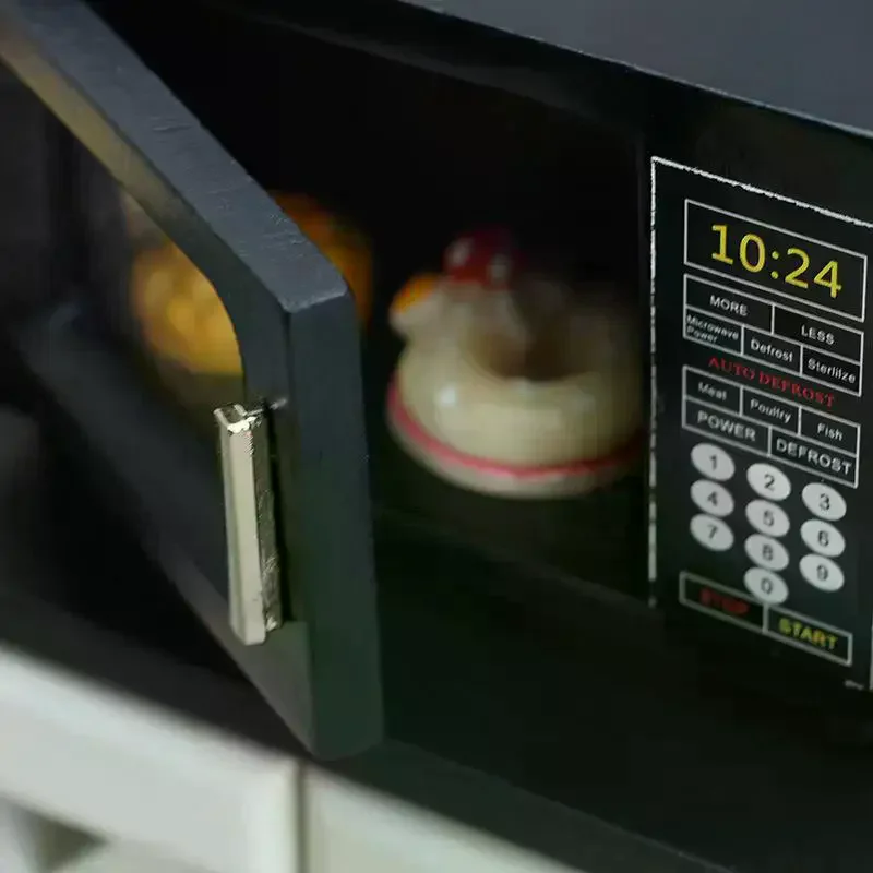 1:12 Puppenhaus Miniatur Schwarz Mikrowelle Möbel Home Modell Dekor Spielzeug Puppenhaus Zubehör