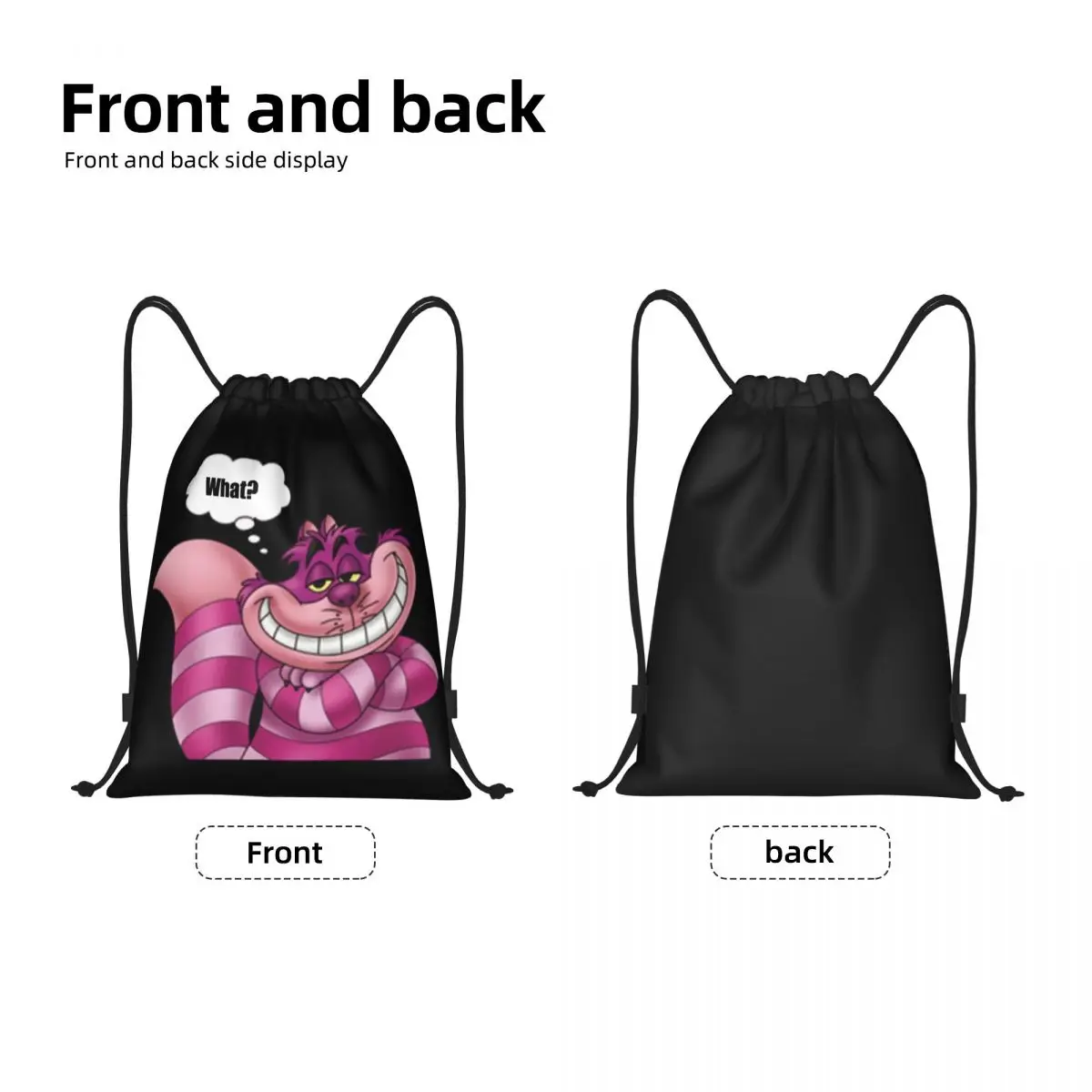 Custom Cheshire Cat Drawstring Bags Men Women Portable Gym Sports Sackpack Alice In Wonderland Training Backpacks