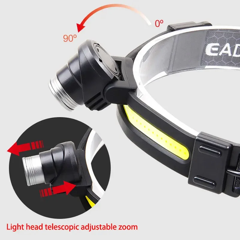 Induction LED Headlights Telescopic Zoomable Head Flashlight 10 Lighting Modes Outdoor Waterproof Camping Fishing Headlamp K668