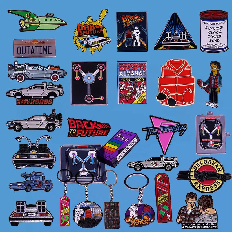 العودة إلى المستقبل المينا دبوس الكرتون التلبيب دبابيس لحقائب الظهر الملابس مضحك شارات السيارات عشاق بروش مجوهرات هدايا للأصدقاء #1
