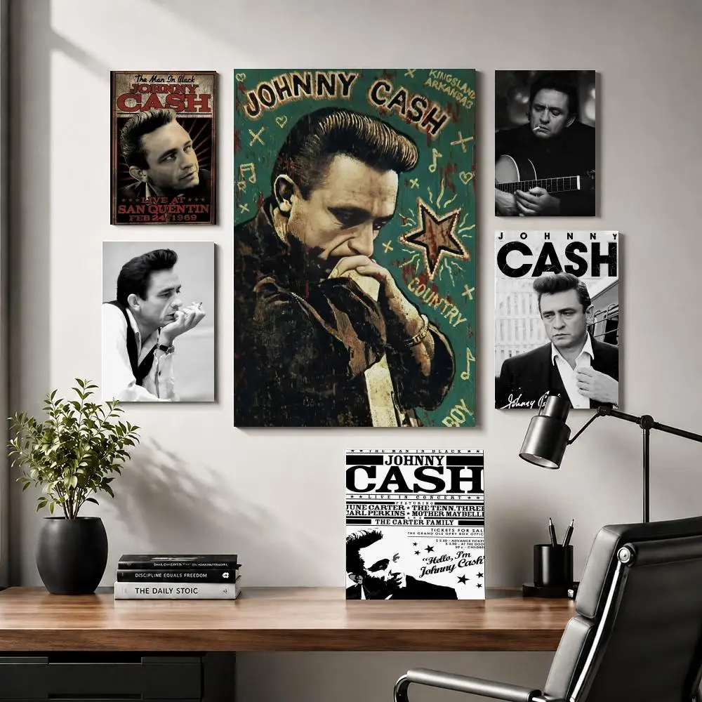 J-Johnny Cash Singer Painting Calligraphy Modern Canvas Wall Art for Bedroom & Living Room | Home Decor Gift