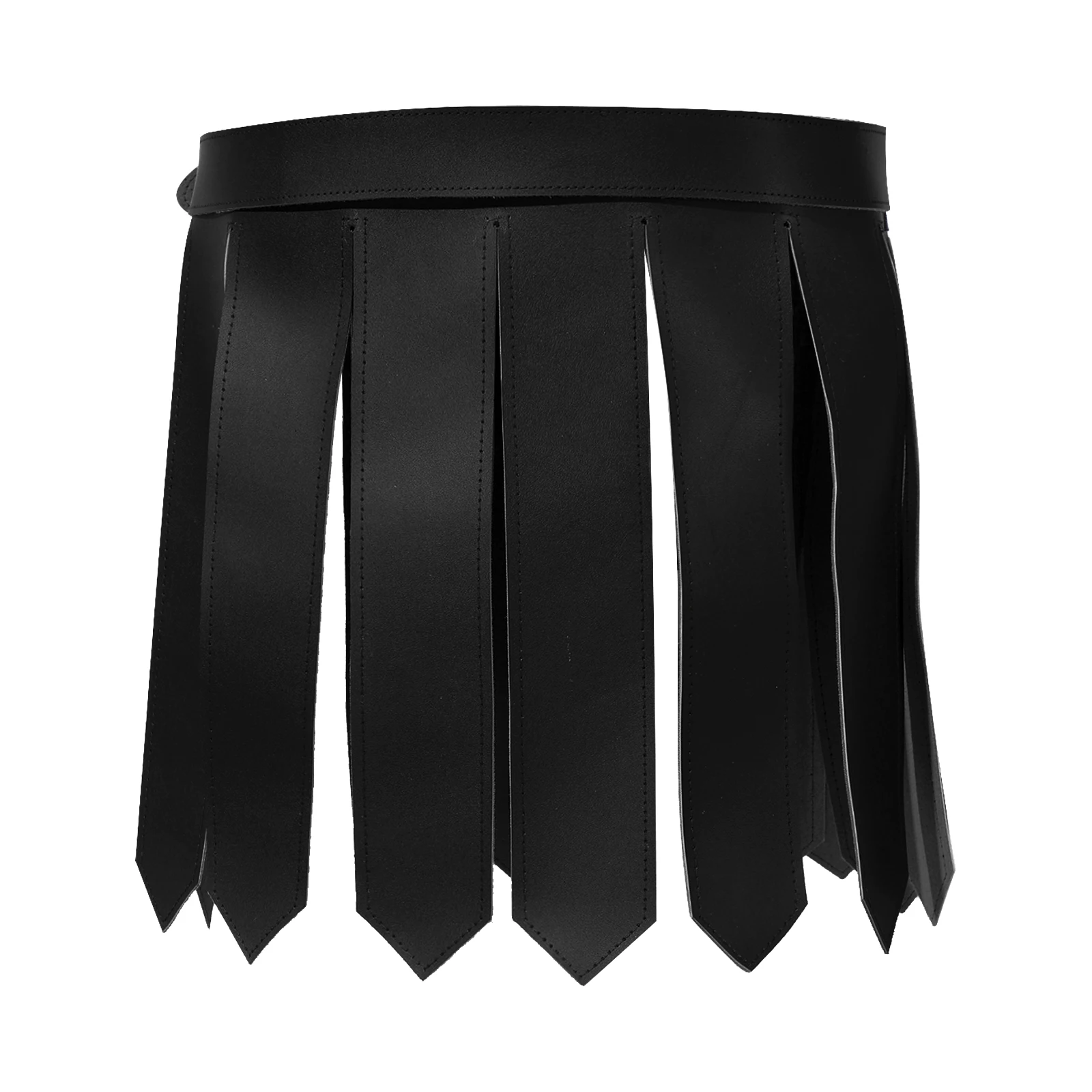 Halloween Rave Party Medieval Warrior Cosplay Costume Adult PU Leather Skirt with Belt Roman Gladiator Kilt Knight Battle Skirt