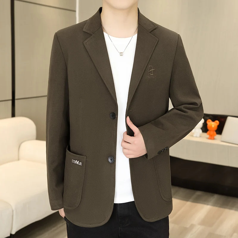 أسلوب بسيط للرجال سترة أساسية النبيذ الأحمر الأسود الكاكي القهوة Caramal اللون البدلة سترة الذكور مكتب الأعمال اليومية وتتسابق الملابس