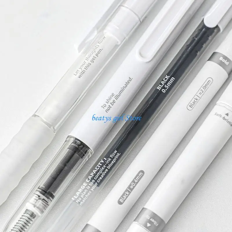 

C7AB 5Pcs Quick Dry Roller Ball Pen 0.5mm Retractable Tip Gel Pen Study Essential
