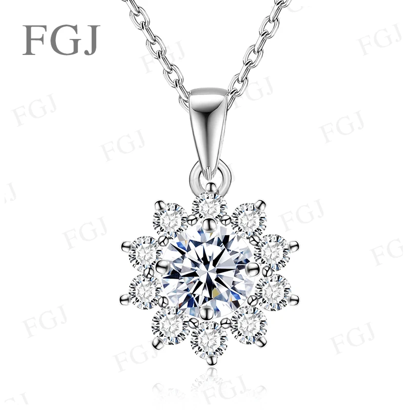 

Moissanite Sunflower Necklace D Color VVS1 Classic Fashion Pendant Sterling Silver 925 For Women Birthday/Wedding Gift Wholesale