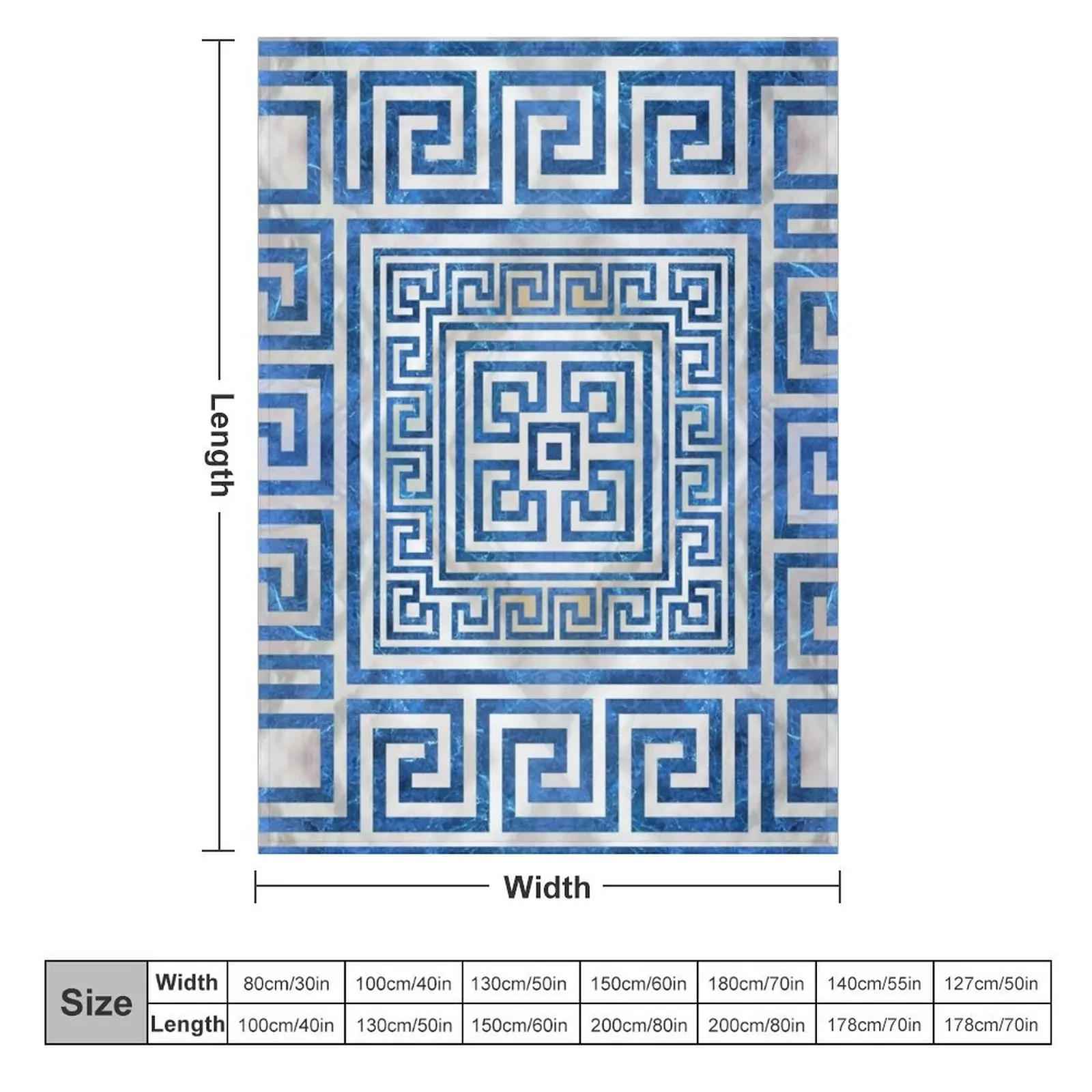 Greek Key Ornament - Greek Meander - Blue Marble Throw Blanket Warm Tourist anime Bed linens Blankets