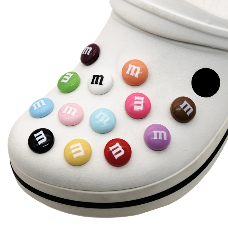 1Pc 3D Shoe Clog Charms Sneakers Accessories DIY Decoration Pins Candy Bean Colorful Chocolate Round Kawaii Trendy Fashion Gift